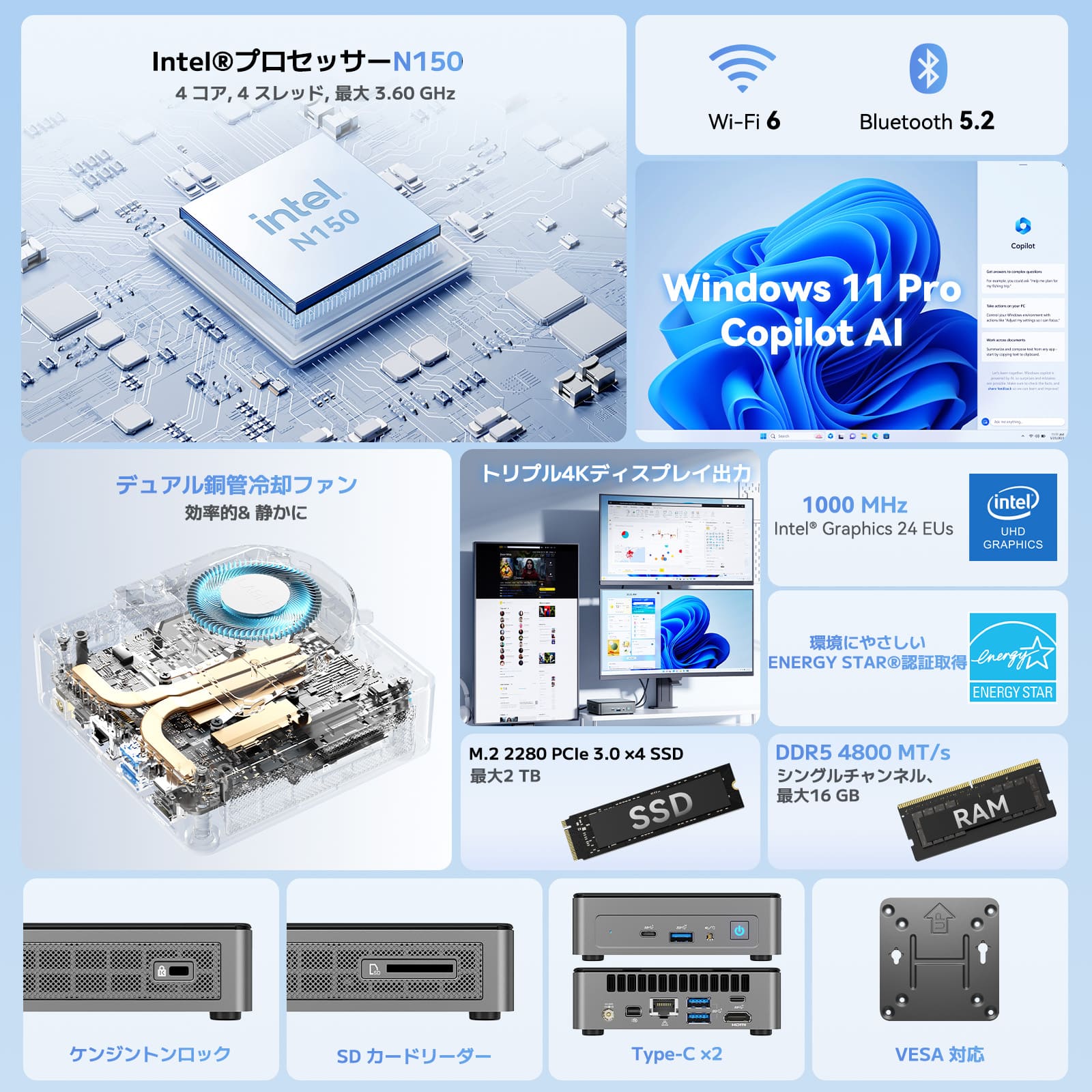 GEEKOM MINI AIR12 ミニPC 第12世代 インテル® Alder Lake N100