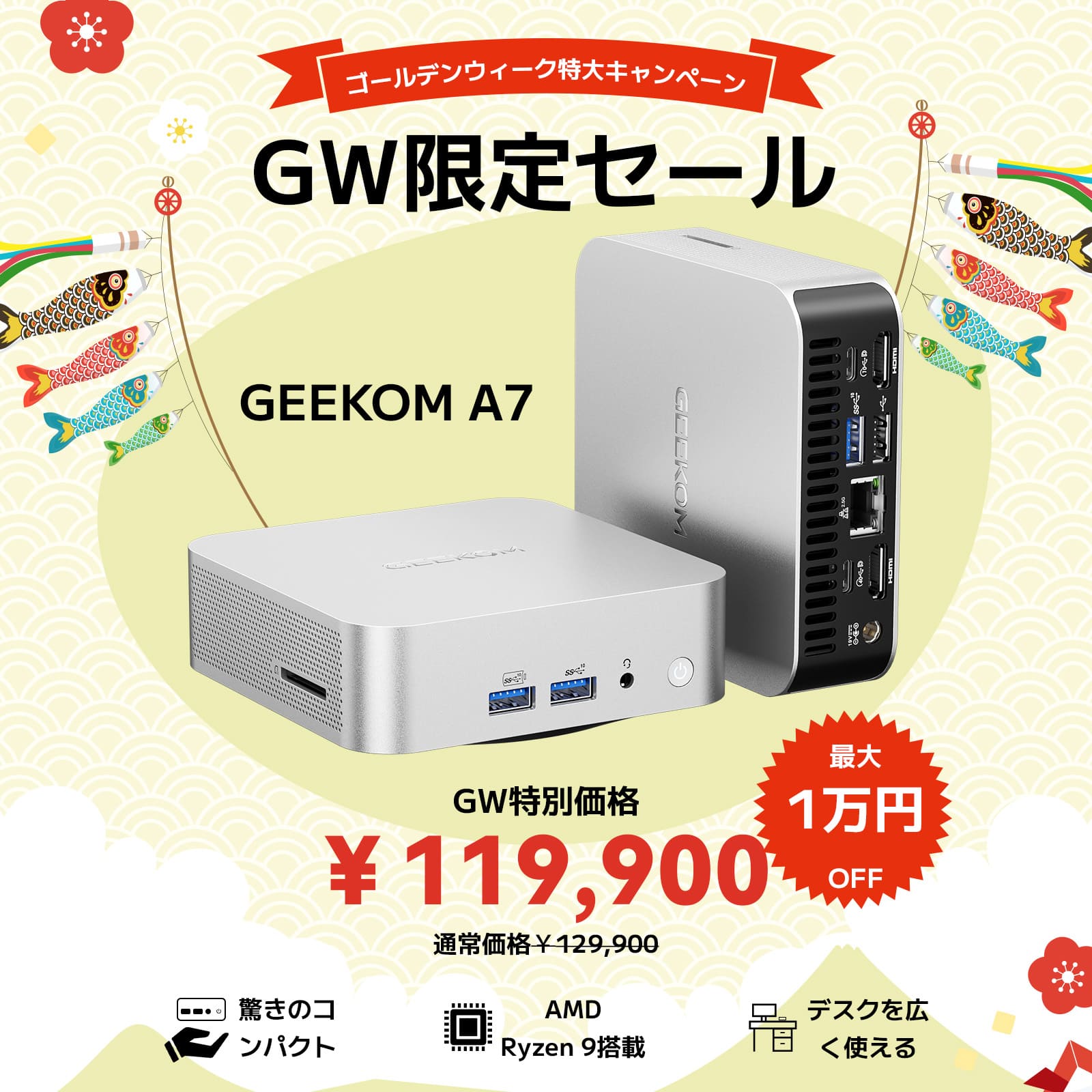 GEEKOM A7 ミニPC AMD Ryzen R9-7940HS