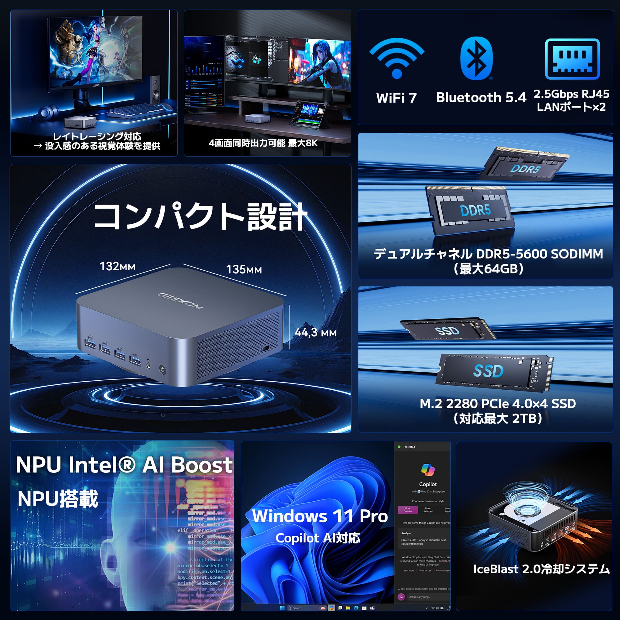 GEEKOM AI PC GT1 Mega ミニPC 第14世代 インテル® CORE™ Ultra5 - 125H/ Ultra9 - 185H - 高性能AIミニPC - 【公式】GEEKOM(ギーコム)日本