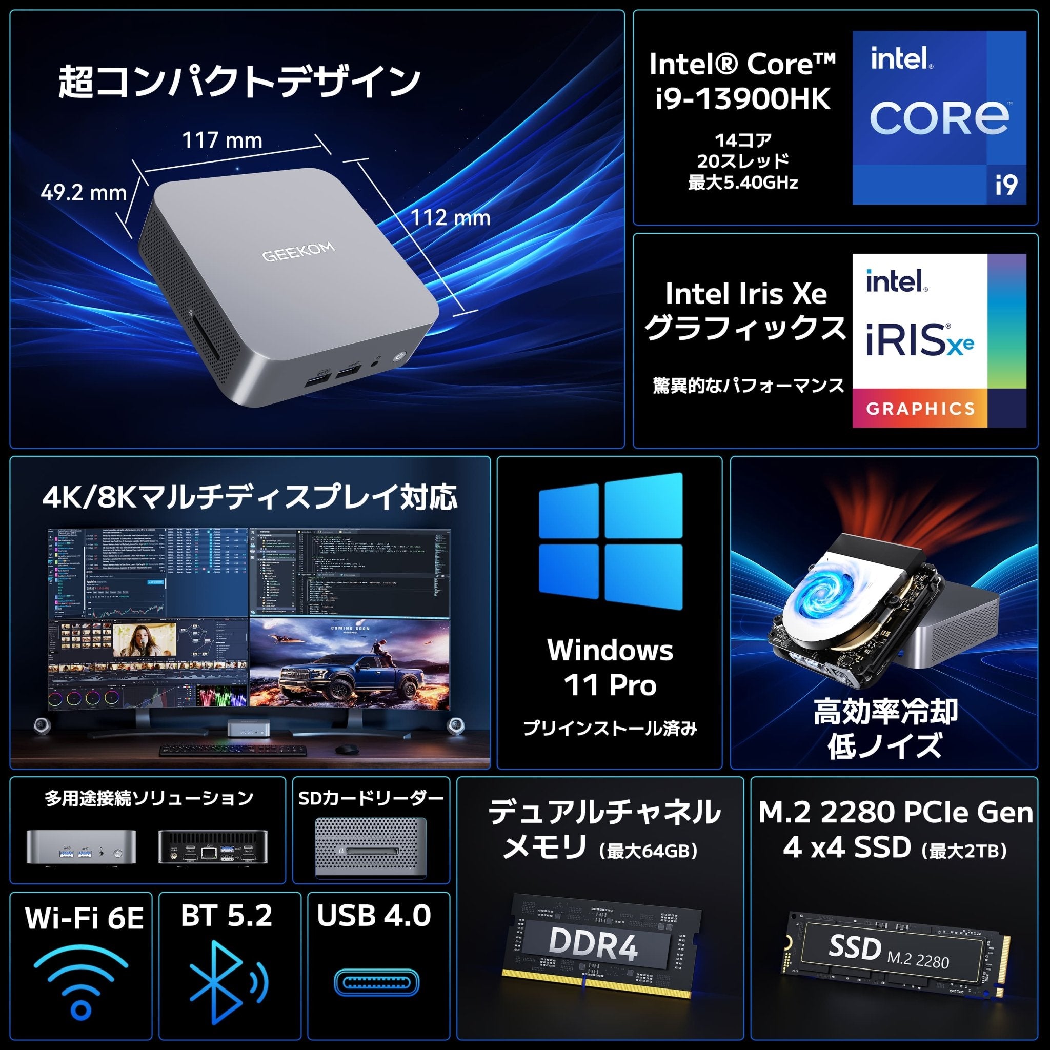 GEEKOM GT13 2025エディション ミニPC第13世代 インテル® CORE™ I9 - 13900HK - 高性能AIミニPC - 【公式】GEEKOM(ギーコム)日本