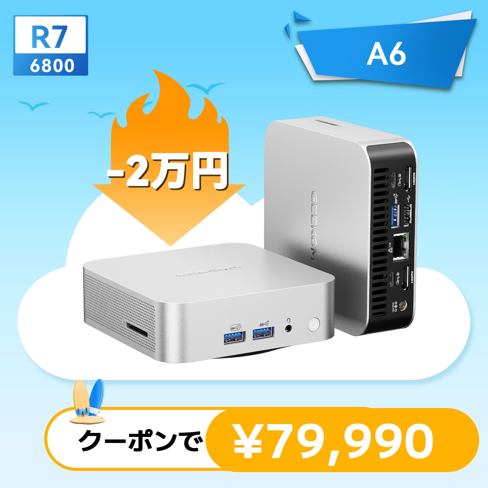 GEEKOM A6 ミニPC AMD Ryzen R7-6800H