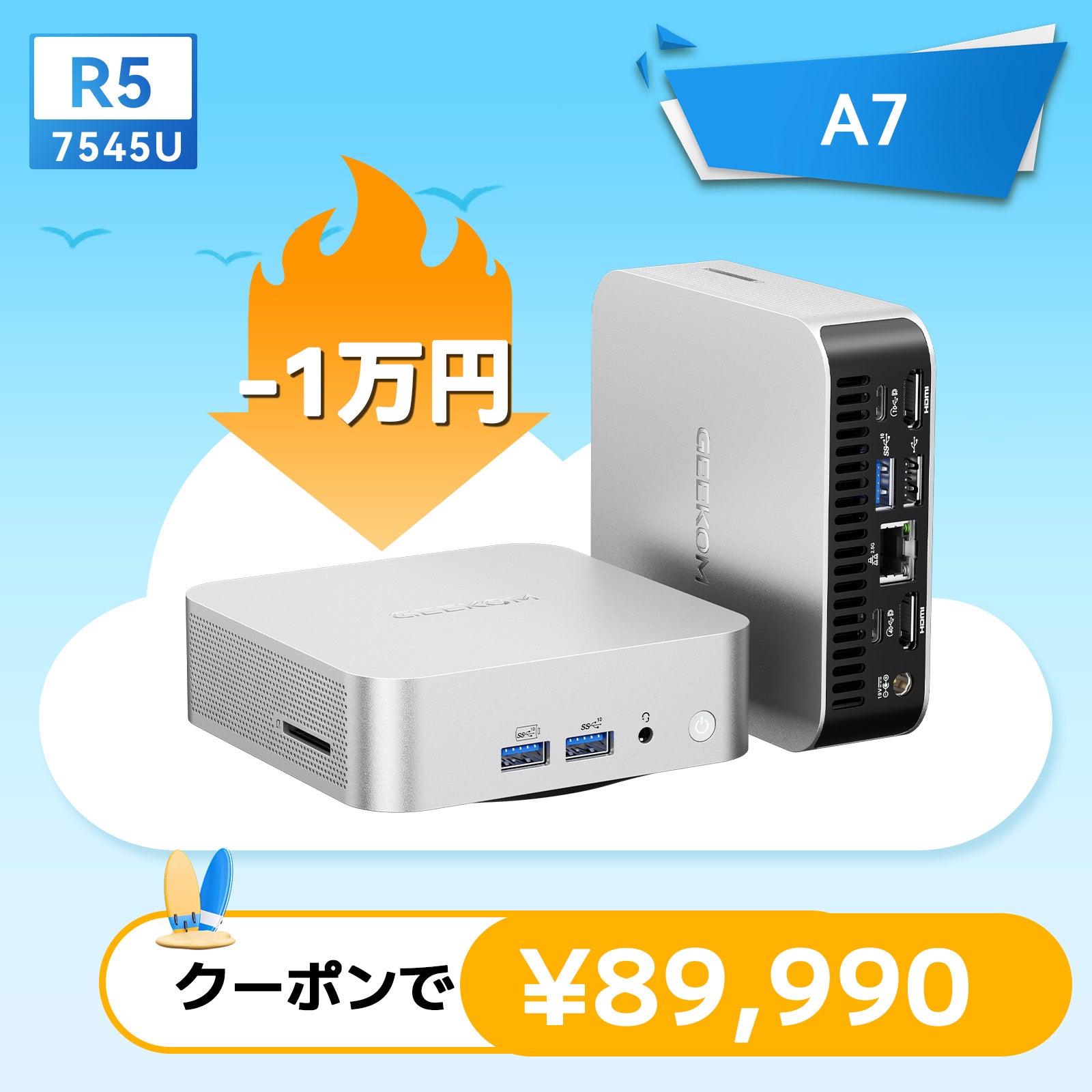 GEEKOM A7 ミニPC AMD Ryzen R5-7545U