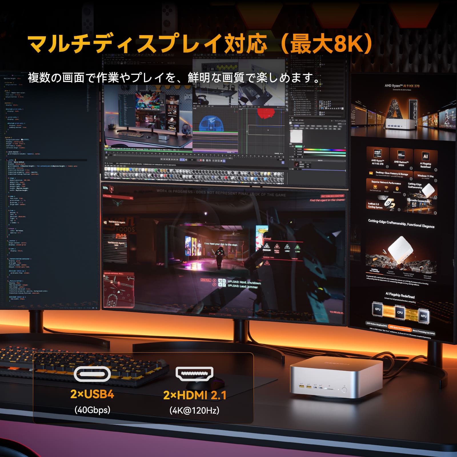 GEEKOM AI PC A9 Mega ミニPC AMD Ryzen AI Max+ 395