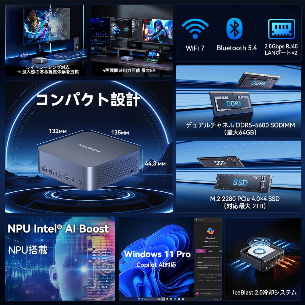 GEEKOM AI PC GT13 MAX ミニPC インテル® CORE™ Ultra9-185H