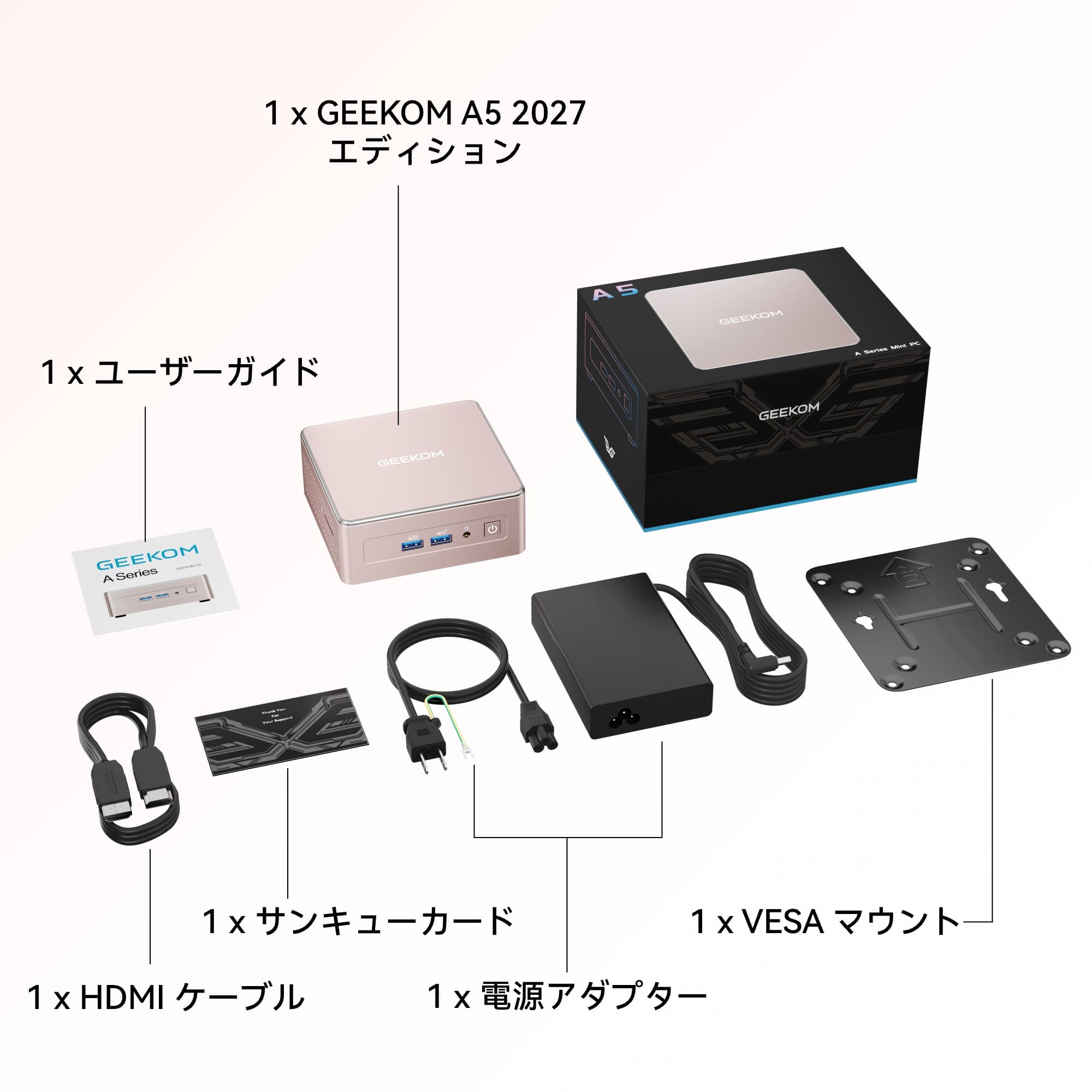 GEEKOM A5の同梱内容