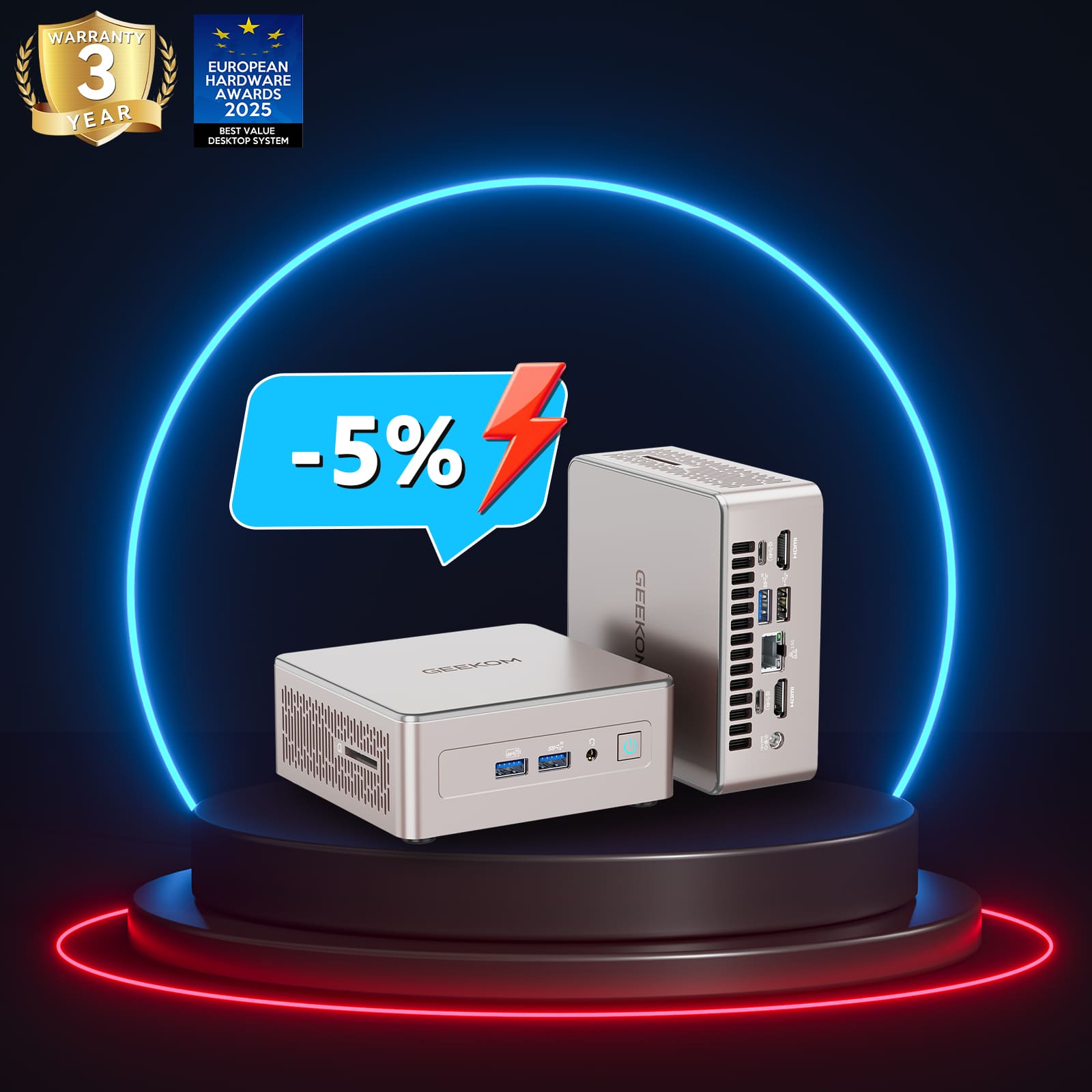 日本限定 GEEKOM A5 2025エディション ミニPC AMD Ryzen R5 - 7430U/R7 - 5825U - 高性能AIミニPC |【公式】GEEKOM(ギコム)日本
