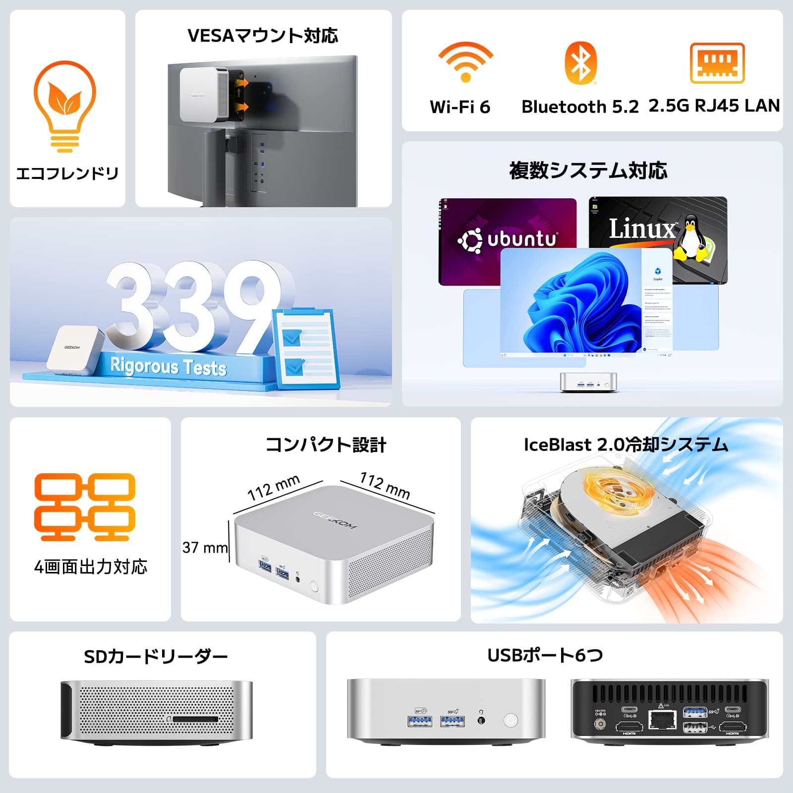 GEEKOM A5PRO ミニPC AMD Ryzen R5 - 7430U/R7 - 5825U - 高性能AIミニＰＣ - 【公式】GEEKOM(ギーコム)日本