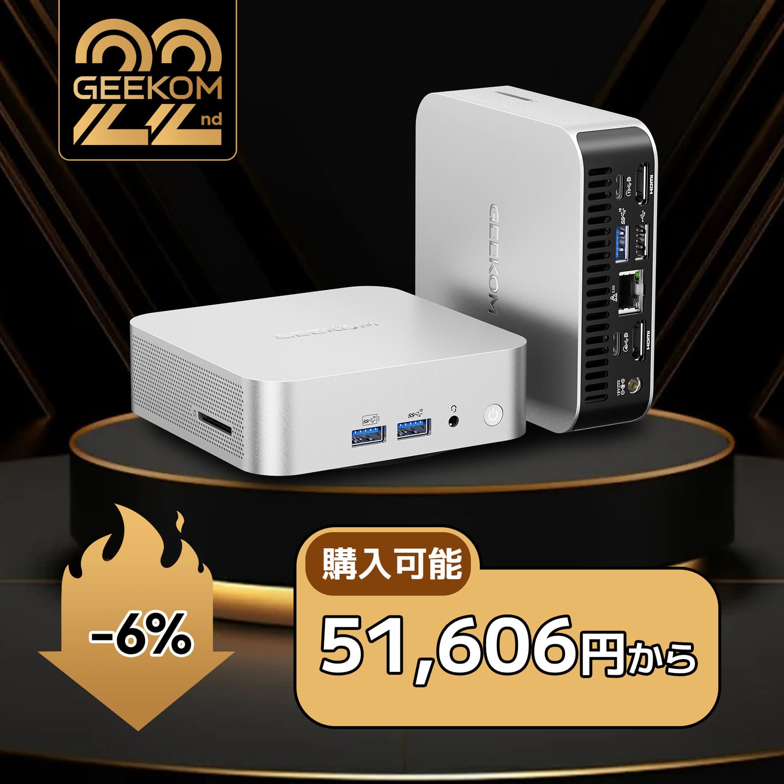 GEEKOM A6 ミニPC AMD Ryzen 7 6800H GEEKOM NUC A6 ミニPC |AMD Ryzen R7-6800H 搭載