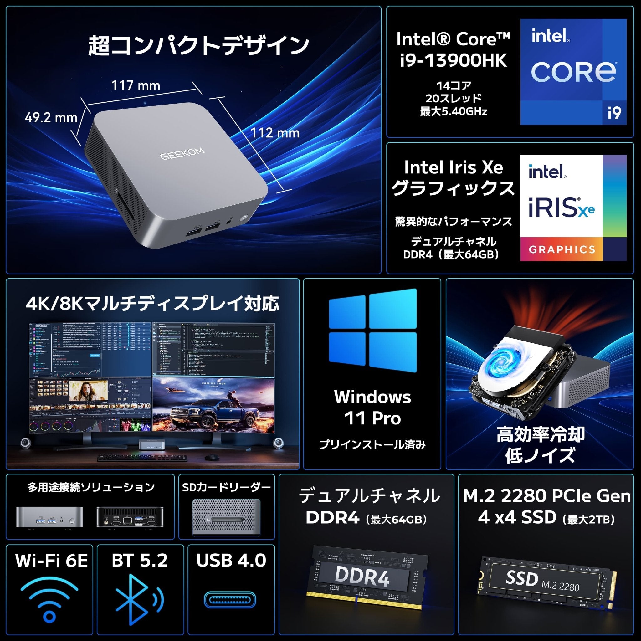 GEEKOM GT13 2025エディション ミニPC第13世代 インテル® CORE™ I9 - 13900HK - 高性能AIミニＰＣ - 【公式】GEEKOM(ギーコム)日本
