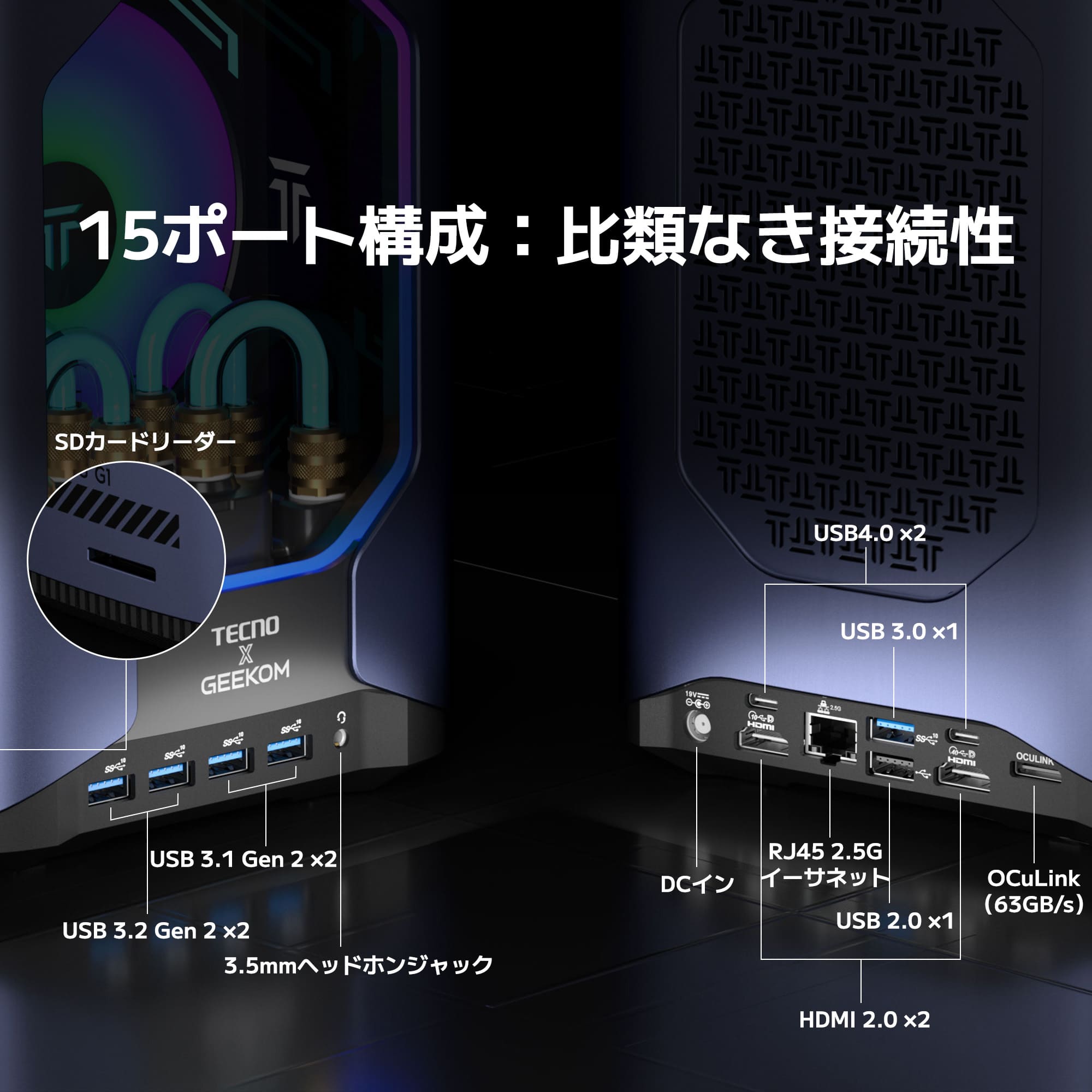 GEEKOM 水冷式ゲーミングミニPC MEGAMINI - G1 インテル® CORE™ i9 - 13900HK - 高性能AIミニＰＣ - 【公式】GEEKOM(ギーコム)日本