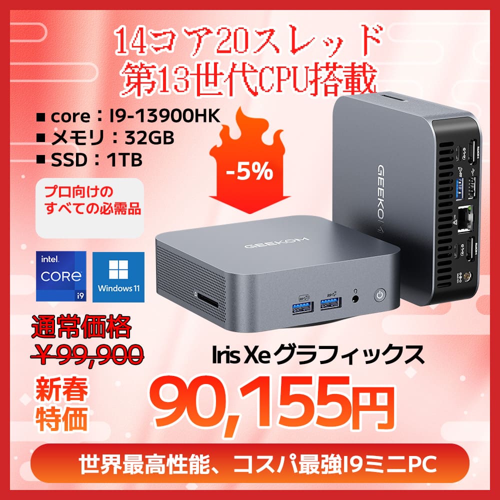 第13世代インテル製GT13 ProミニPC | Core i7/i9 & 拡張可能なUSB 4